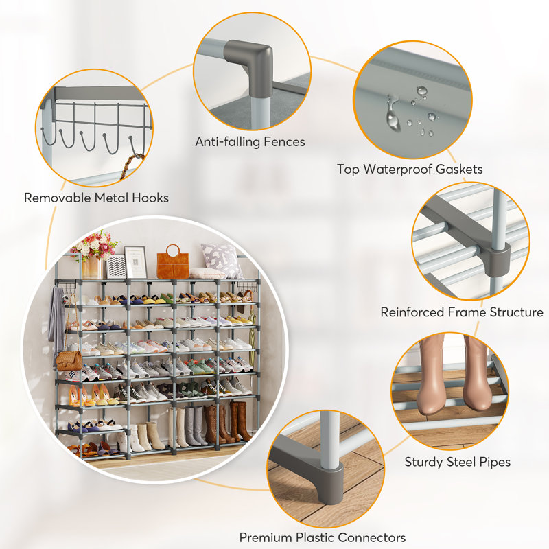 Rebrilliant 58 Pairs Large Shoe Rack Shoe Shelf Boots Shoe Organizer